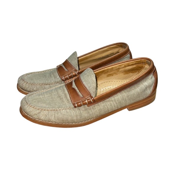 GH Bass Weejuns Mens 10.5 Penny Loafers Vachetta British Tan Canvas Leather main image 6